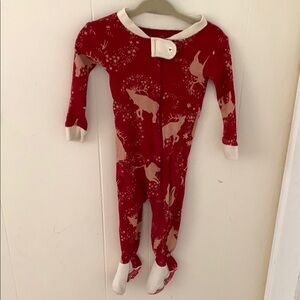 Burt's Bees Red and Cream Footies One Piece with Festive Design